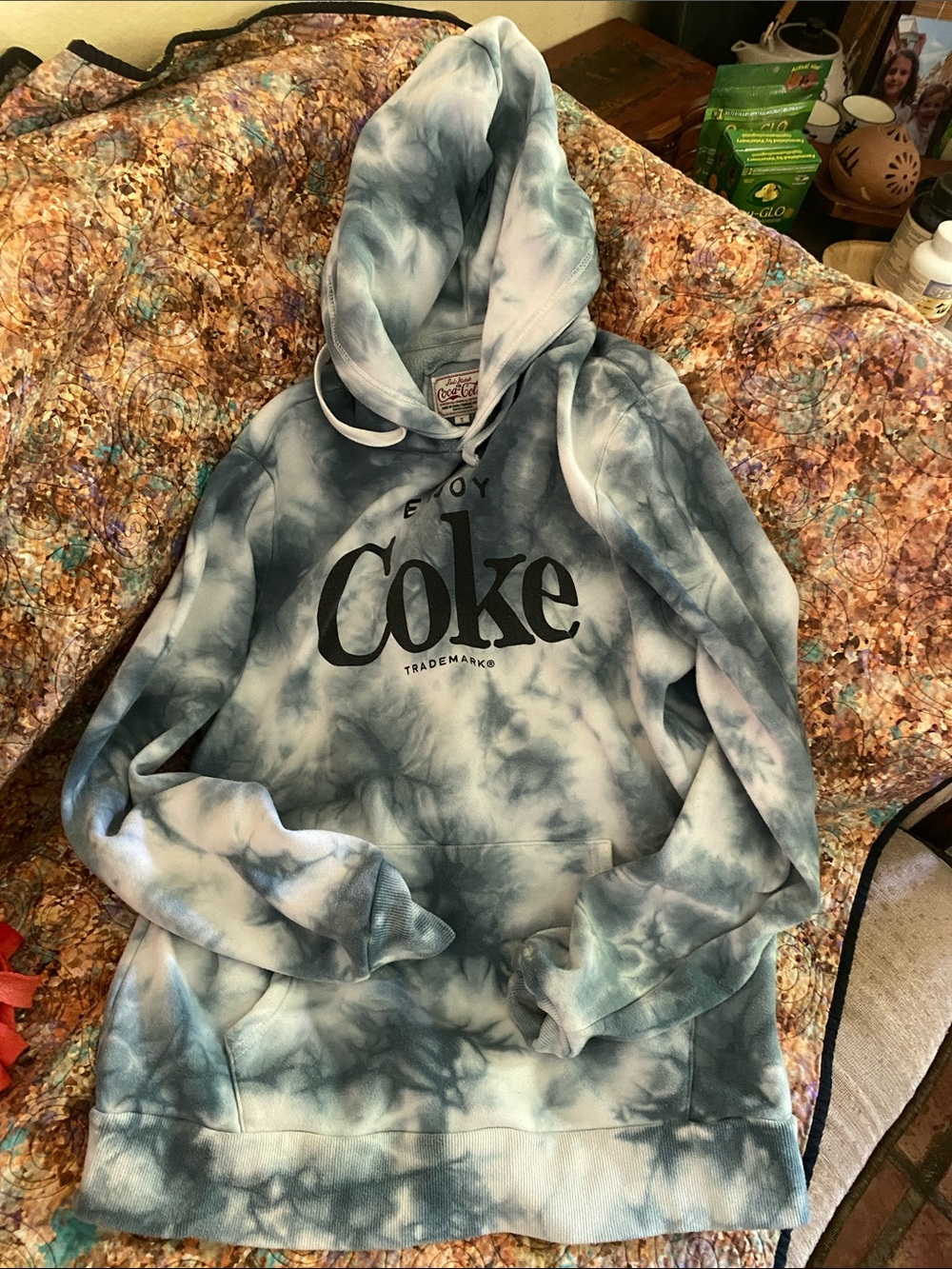 Coca Cola Blue & White Tie-Dye Pullover Hoodie